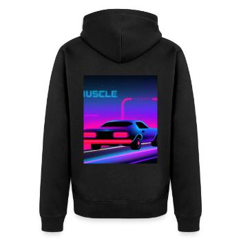 Vaporwave Esthétique Vintage Highway - Veste à capuche bio Premium Unisexe - noir - Dos - Nico (187cm)