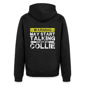 Apropos Collie - Unisex Premium Bio Zip Hoodie - Schwarz - Hinten - Nico (187cm)