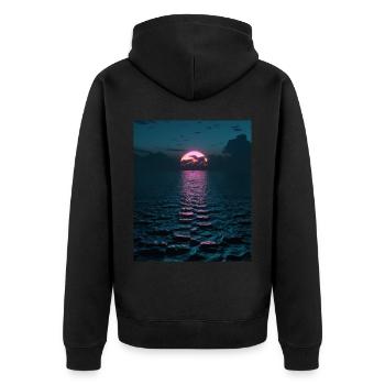 Vaporwave Esthétique Sunset Sea - Veste à capuche bio Premium Unisexe - noir - Dos - Nico (187cm)
