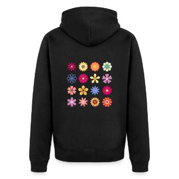 Fleurs, Fleurs vintage, Fleurs de jardin, Rose Rose Fl - Veste à capuche bio Premium Unisexe - noir - Dos - Nico (187cm)