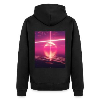 Vaporwave Esthétique Sunset Sea - Veste à capuche bio Premium Unisexe - noir - Dos - Nico (187cm)