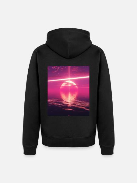 Vaporwave Aesthetic Sunset Sea - Unisex Premium Organic Zip Hoodie - black