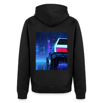 Vaporwave Esthétique Auto Night Rain - Veste à capuche bio Premium Unisexe - noir - Dos - Nico (187cm)
