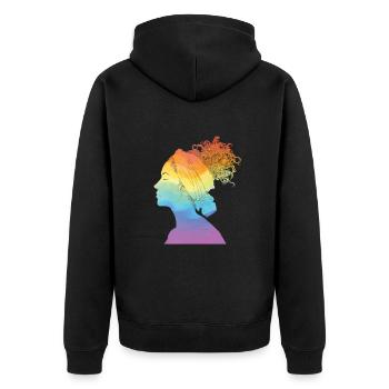Rainbow Life, Femme, Liberté Rainbow Life, Wom - Veste à capuche bio Premium Unisexe - noir - Dos - Nico (187cm)