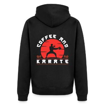 Karate Black Belt Gi Uniform - Unisex Premium Bio Zip Hoodie - Schwarz - Hinten - Nico (187cm)