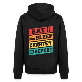 Karate Black Belt Gi Uniform Eat - Unisex Premium Bio Zip Hoodie - Schwarz - Hinten - Nico (187cm)