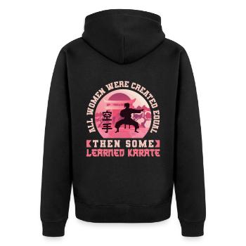 Karate Black Belt Gi Uniform All - Unisex Premium Bio Zip Hoodie - Schwarz - Hinten - Nico (187cm)