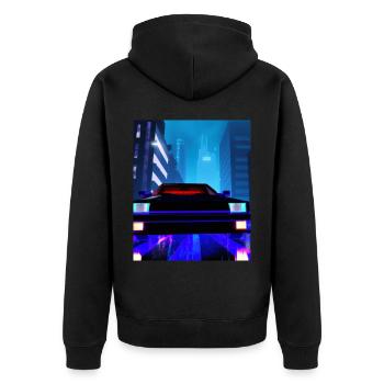 Vaporwave Aesthetic Auto Night Skyscraper - Unisex Premium Organic Zip Hoodie - black - Back - Nico (187cm)