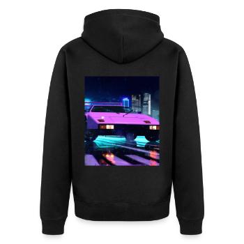 Vaporwave Aesthetic Sports Car Rain Night - Veste à capuche bio Premium Unisexe - noir - Dos - Nico (187cm)