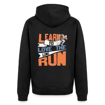 Learn To Love The Long Run Motivational Quotes - Unisex Premium Organic Zip Hoodie - black - Back - Nico (187cm)