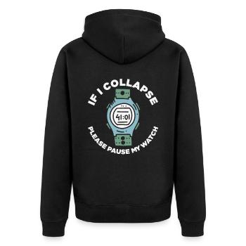 Wenn ich zusammenklappe, pausiere ich bitte meine Uhr Retro - Unisex Premium Bio Zip Hoodie - Schwarz - Hinten - Nico (187cm)