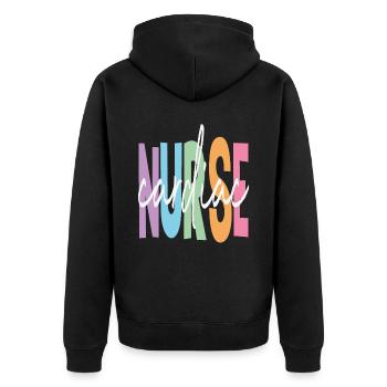 Cardiac Nurse Quotes - Unisex Premium Organic Zip Hoodie - black - Back - Nico (187cm)