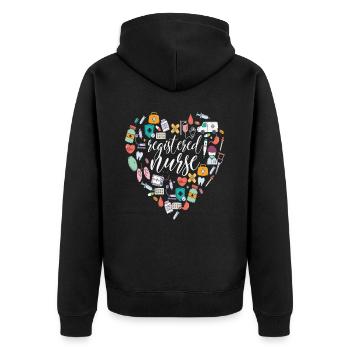 Registered Nurse Nursing - Unisex Premium Bio Zip Hoodie - Schwarz - Hinten - Nico (187cm)