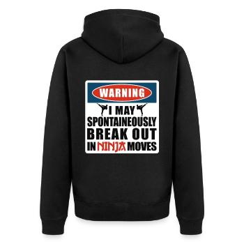 Karate Black Belt Gi Uniform - Unisex Premium Bio Zip Hoodie - Schwarz - Hinten - Nico (187cm)