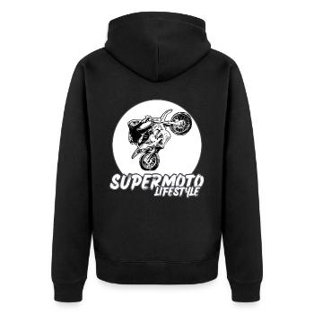 Supermoto / Supermotard / Supermoto Wheelie Biker - Veste à capuche bio Premium Unisexe - noir - Dos - Nico (187cm)