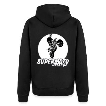 Supermotard / Supermotard / Supermotard Wheelie Bikers - Veste à capuche bio Premium Unisexe - noir - Dos - Nico (187cm)
