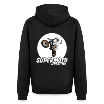 Supermotard / Supermotard / Supermotard Wheelie Bikers - Veste à capuche bio Premium Unisexe - noir - Dos - Nico (187cm)