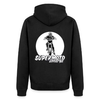 Supermoto / Supermotard / Supermoto Wheelie Biker - Unisex Premium Organic Zip Hoodie - black - Back - Nico (187cm)