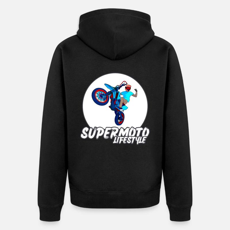 Supermotard / Supermotard / Supermotard Wheelie Bikers - Veste à capuche bio Premium Unisexe - noir