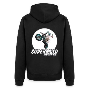 Supermotard / Supermotard / Supermotard Wheelie Bikers - Veste à capuche bio Premium Unisexe - noir - Dos - Nico (187cm)