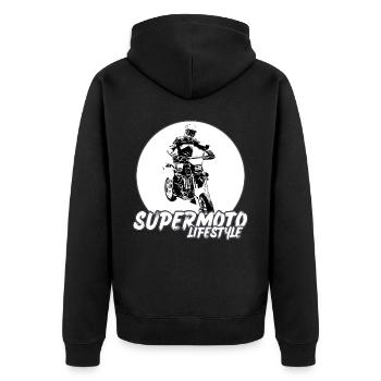 Supermoto / Supermotard / Supermoto Wheelie Biker - Unisex Premium Organic Zip Hoodie - black - Back - Nico (187cm)
