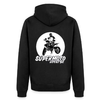 Supermoto / Supermotard / Supermoto Wheelie Biker - Veste à capuche bio Premium Unisexe - noir - Dos - Nico (187cm)