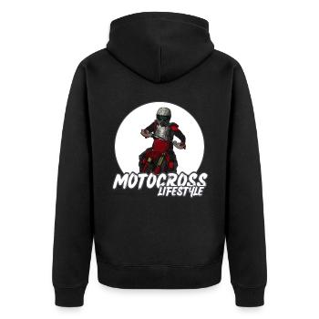 Motocross / Enduro / Freestyle mx / Dirtbike retro - Unisex Premium Organic Zip Hoodie - black - Back - Nico (187cm)