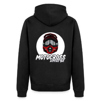 Motocross / Enduro / Freestyle mx / Dirtbike retro - Unisex Premium Bio Zip Hoodie - Schwarz - Hinten - Nico (187cm)
