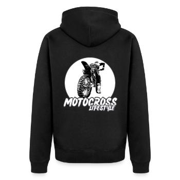 Motocross / Enduro / Freestyle mx / Dirtbike retro - Unisex Premium Organic Zip Hoodie - black - Back - Nico (187cm)