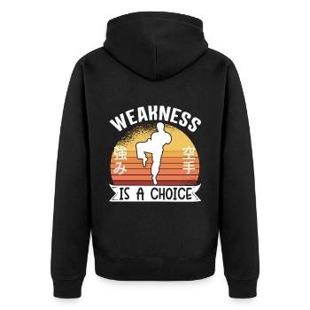 Karate Black Belt Gi Uniform - Unisex Premium Bio Zip Hoodie - Schwarz - Hinten - Nico (187cm)
