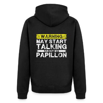 Über Papillon Sprechen - Unisex Premium Bio Zip Hoodie - Schwarz - Hinten - Nico (187cm)