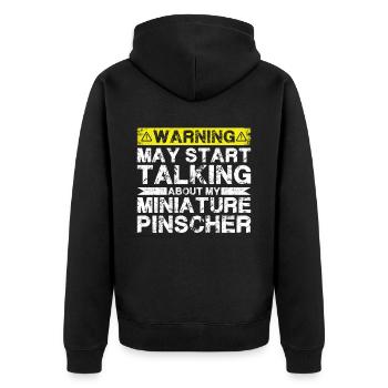 Apropos Zwergpinscher - Unisex Premium Bio Zip Hoodie - Schwarz - Hinten - Nico (187cm)