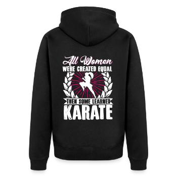 Karate Black Belt Gi Uniform All - Unisex Premium Bio Zip Hoodie - Schwarz - Hinten - Nico (187cm)