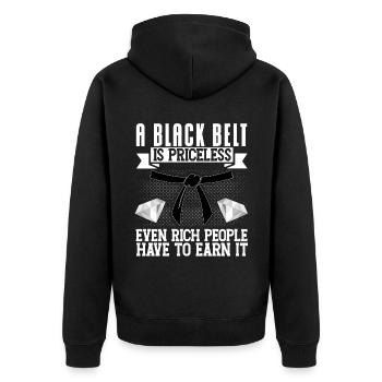 Karate Belt Gi Uniform A Black - Unisex Premium Bio Zip Hoodie - Schwarz - Hinten - Nico (187cm)