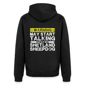 Apropos Shetland Sheepdog - Unisex Premium Bio Zip Hoodie - Schwarz - Hinten - Nico (187cm)