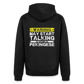 Über Pekingese Sprechen - Unisex Premium Bio Zip Hoodie - Schwarz - Hinten - Nico (187cm)