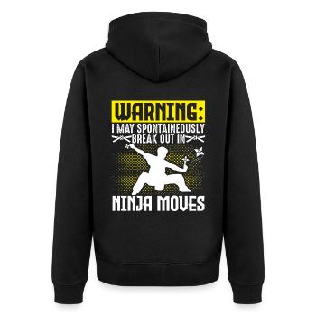 Karate Black Belt Gi Uniform - Unisex Premium Bio Zip Hoodie - Schwarz - Hinten - Nico (187cm)