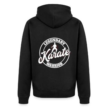 Karate Black Belt Gi Uniform - Unisex Premium Bio Zip Hoodie - Schwarz - Hinten - Nico (187cm)