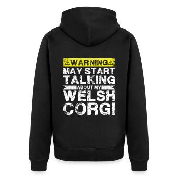 Speaking of Welsh Corgi - Unisex Premium Organic Zip Hoodie - black - Back - Nico (187cm)