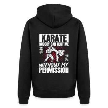 Karate Black Belt Gi Uniform - Unisex Premium Bio Zip Hoodie - Schwarz - Hinten - Nico (187cm)
