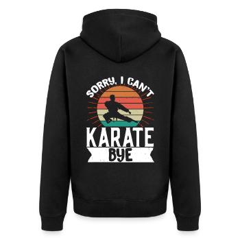 Karate Black Belt Gi Uniform - Unisex Premium Bio Zip Hoodie - Schwarz - Hinten - Nico (187cm)