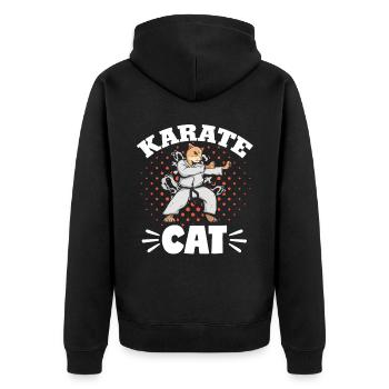Karate Black Belt Gi Uniform - Unisex Premium Bio Zip Hoodie - Schwarz - Hinten - Nico (187cm)