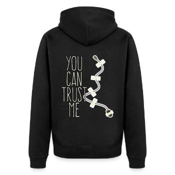 Abhörgerät Trust me Spion Mikofon - Unisex Premium Bio Zip Hoodie - Schwarz - Hinten - Nico (187cm)