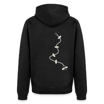 Abhörgerät Mikofon Geheimagent Spion - Unisex Premium Bio Zip Hoodie - Schwarz - Hinten - Nico (187cm)
