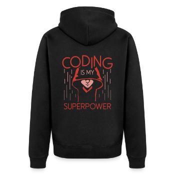 Coding Ist Meine Superkraft Programmierer Coder - Unisex Premium Bio Zip Hoodie - Schwarz - Hinten - Nico (187cm)
