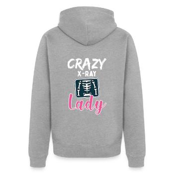 Radiologie Crazy X Ray Lady Rad Tech - Unisex Premium Bio Zip Hoodie - Grau meliert - Hinten - Nico (187cm)