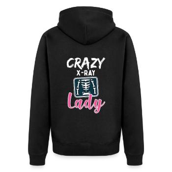 Radiologie Crazy X Ray Lady Rad Tech - Unisex Premium Bio Zip Hoodie - Schwarz - Hinten - Nico (187cm)