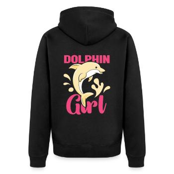 Dolphin Girls Dolphins Dolphins Dolphin Lovers - Unisex Premium Organic Zip Hoodie - black - Back - Nico (187cm)