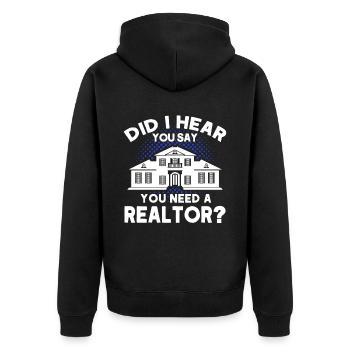 Immobilienmakler Makler Beruf Immobilien - Unisex Premium Bio Zip Hoodie - Schwarz - Hinten - Nico (187cm)