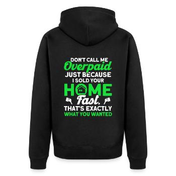Immobilienmakler Makler Beruf Immobilien - Unisex Premium Bio Zip Hoodie - Schwarz - Hinten - Nico (187cm)